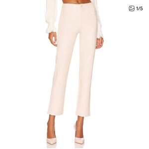 PAIGE Stella Ecru Faux Leather Straight Leg Pants Size 31